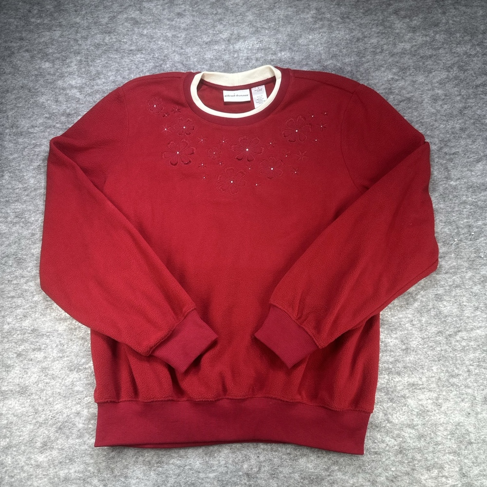 NWT Alfred Dunner Womens Red Sweater Medium Embellished Christmas Elegant - Picture 1 of 7